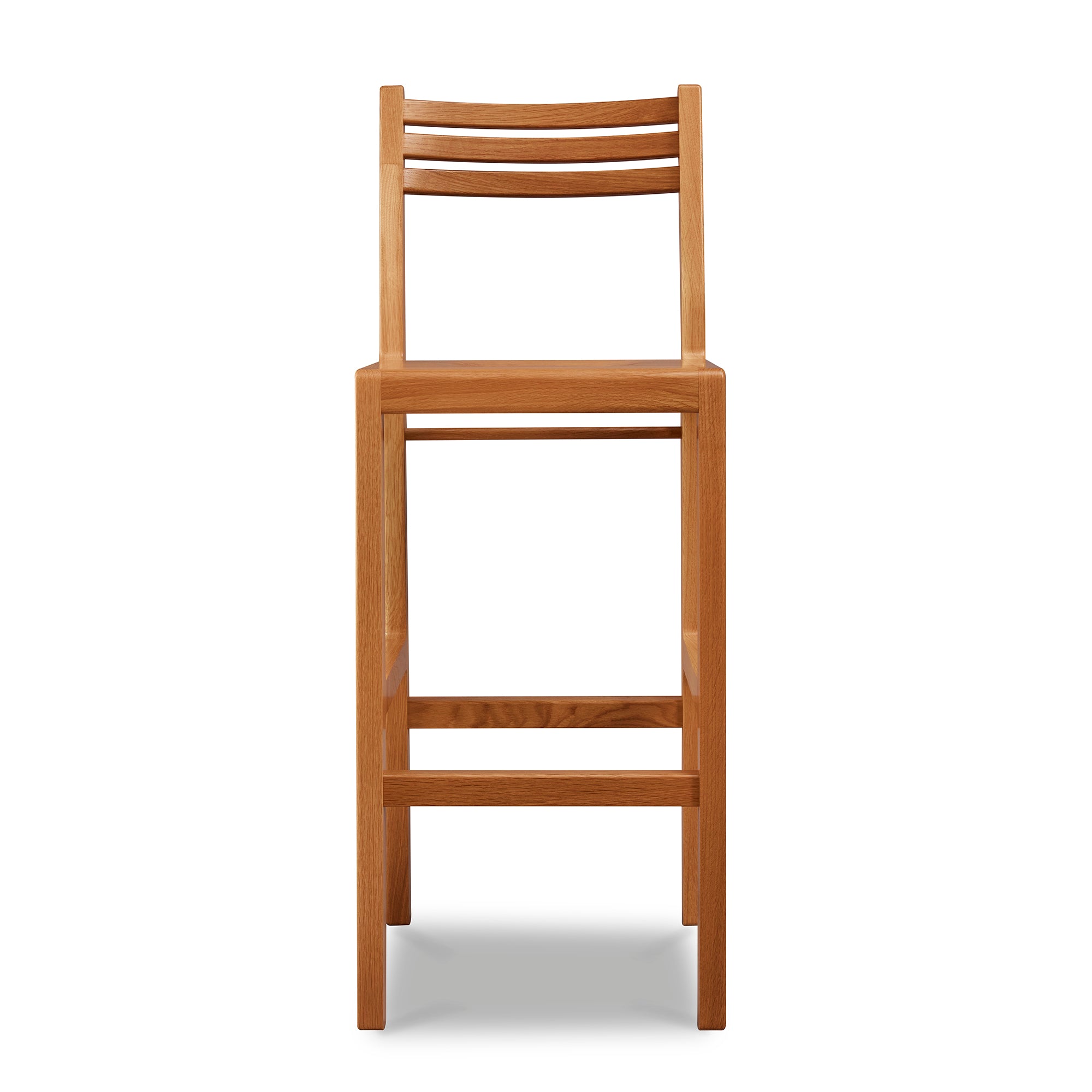 Solid white oak wood bar stool with ladderback top