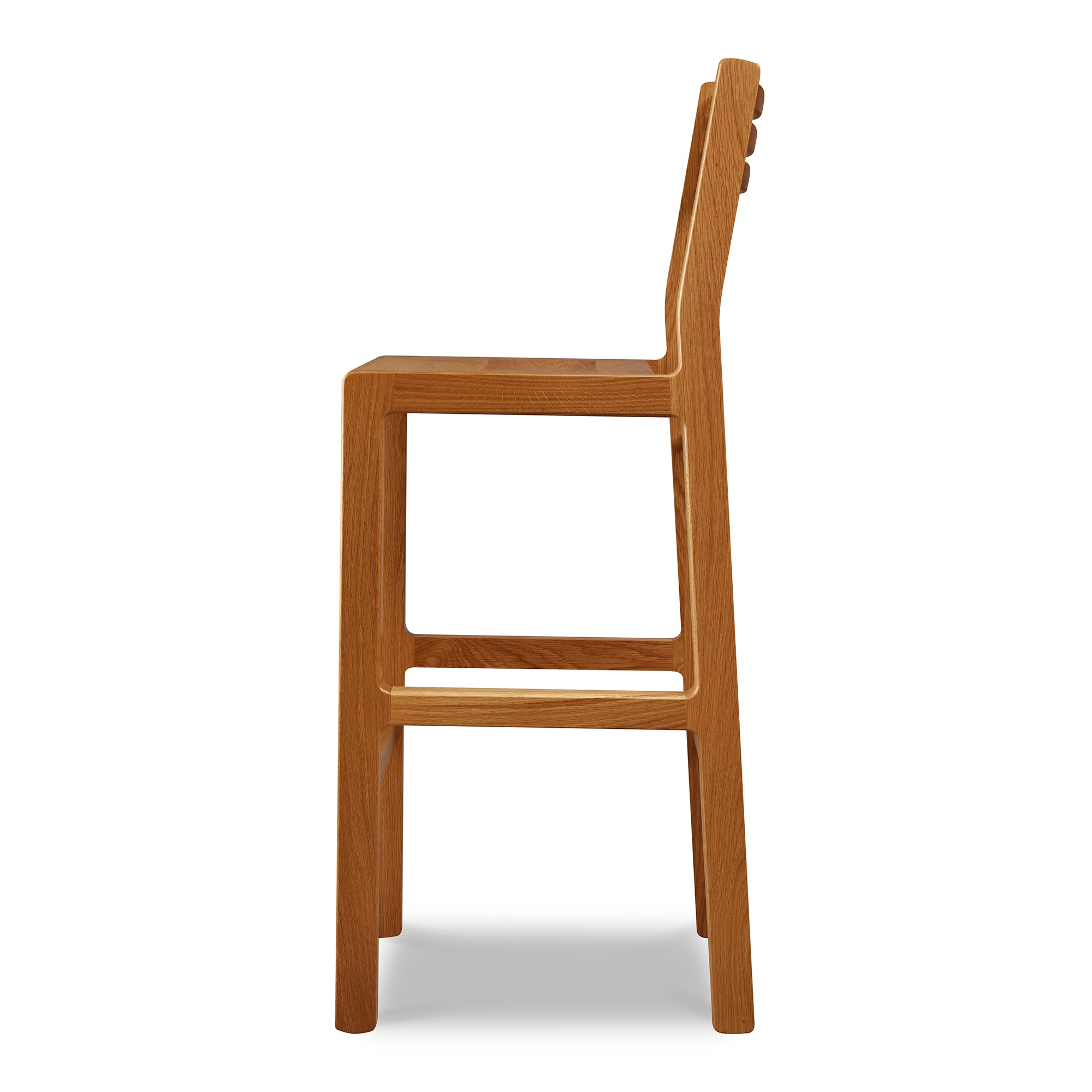 Solid white oak wood bar stool with ladderback top