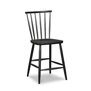 Windsor style stool with round crest in  ash painted black