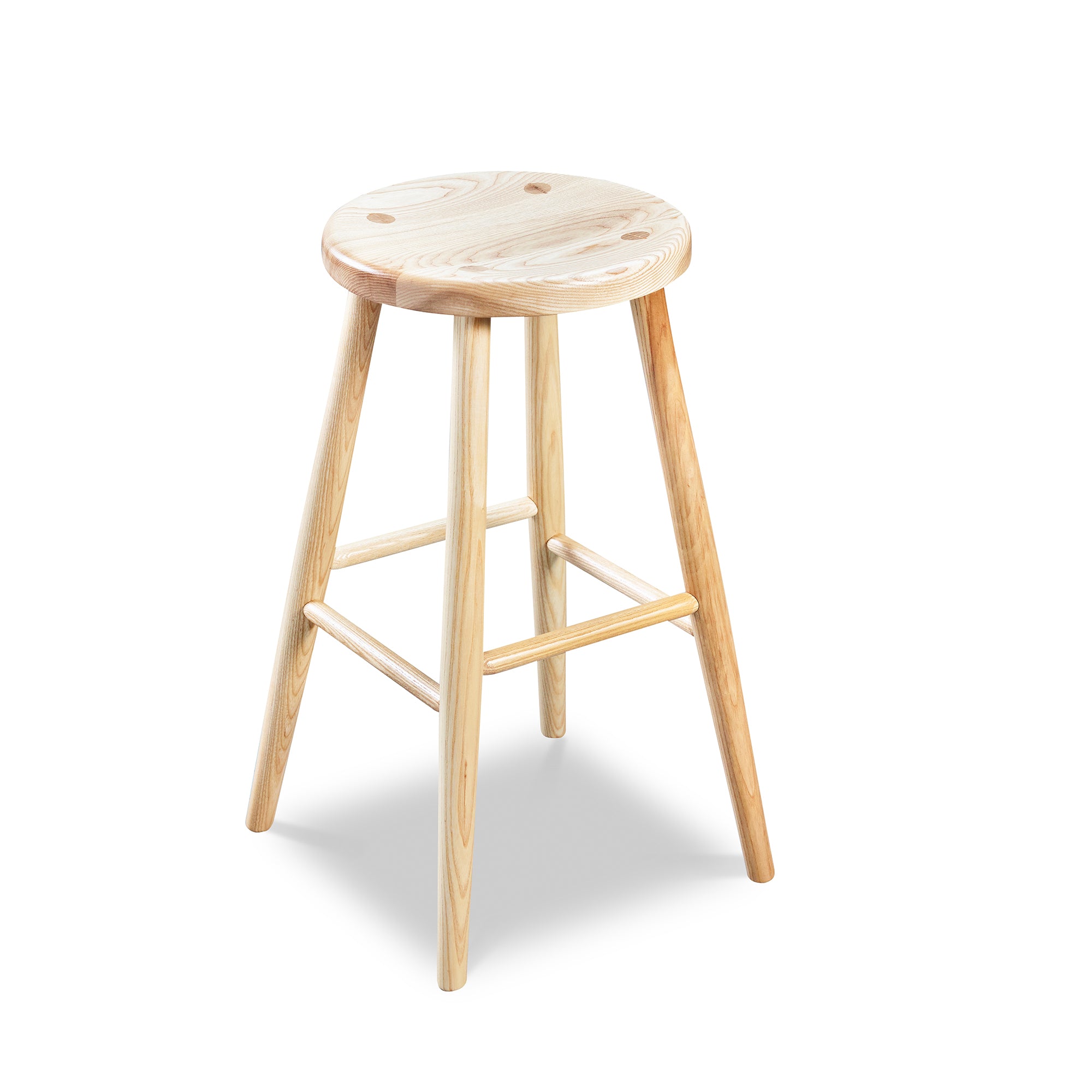 Simple round solid ash wood stool, from Maine's Chilton Furniture Co.