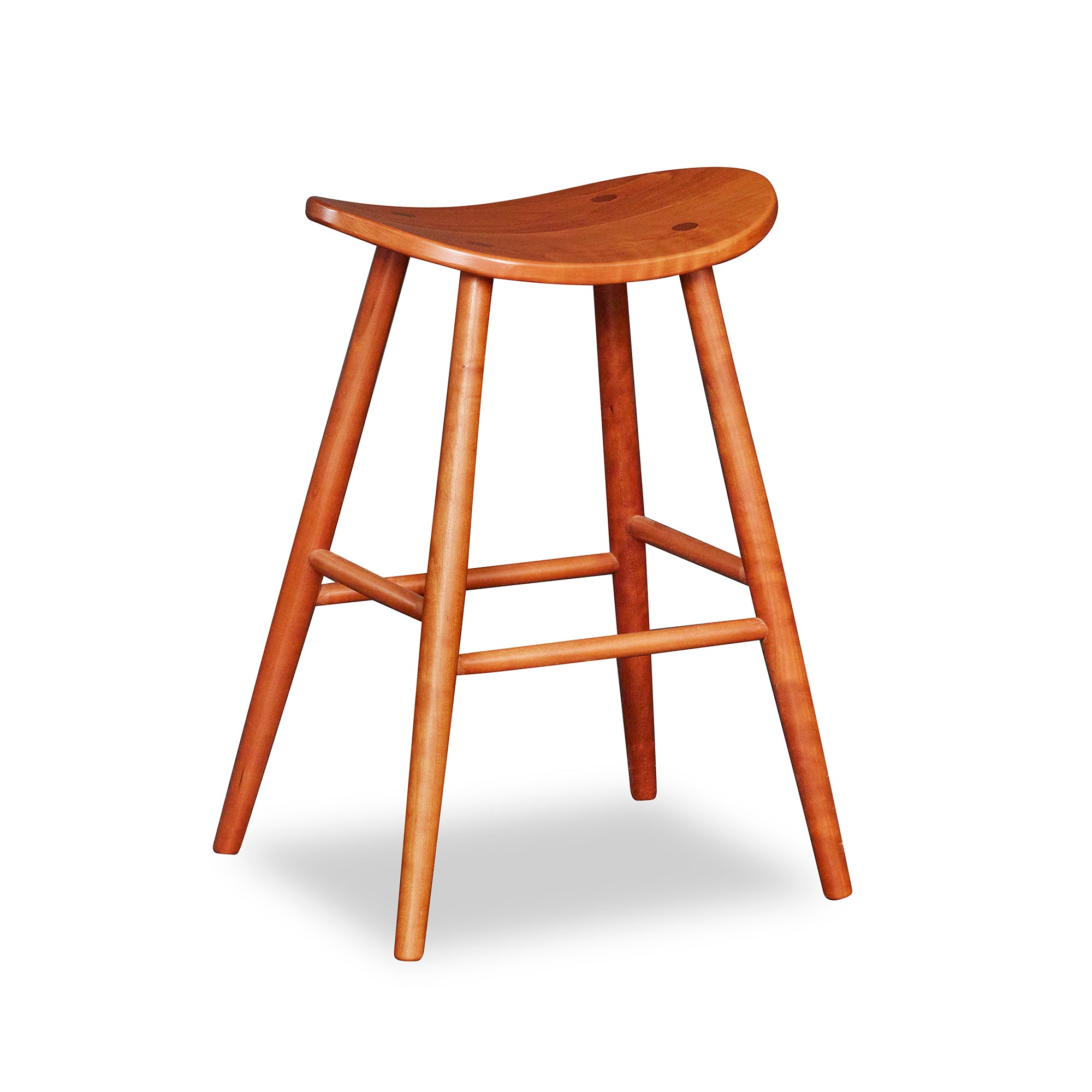 Cherry counter stool with saddle seat