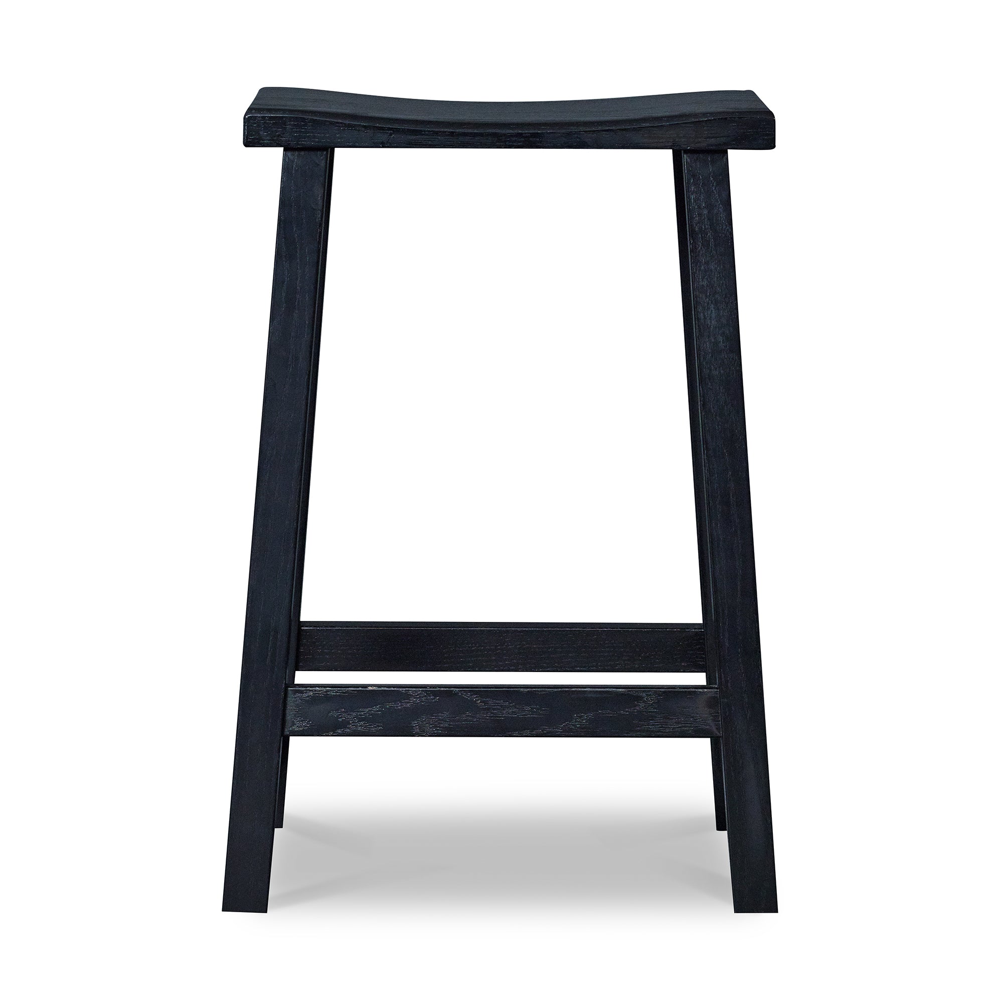 Simple black painted stool with rectangular seat