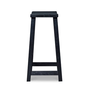 Simple black painted stool with rectangular seat