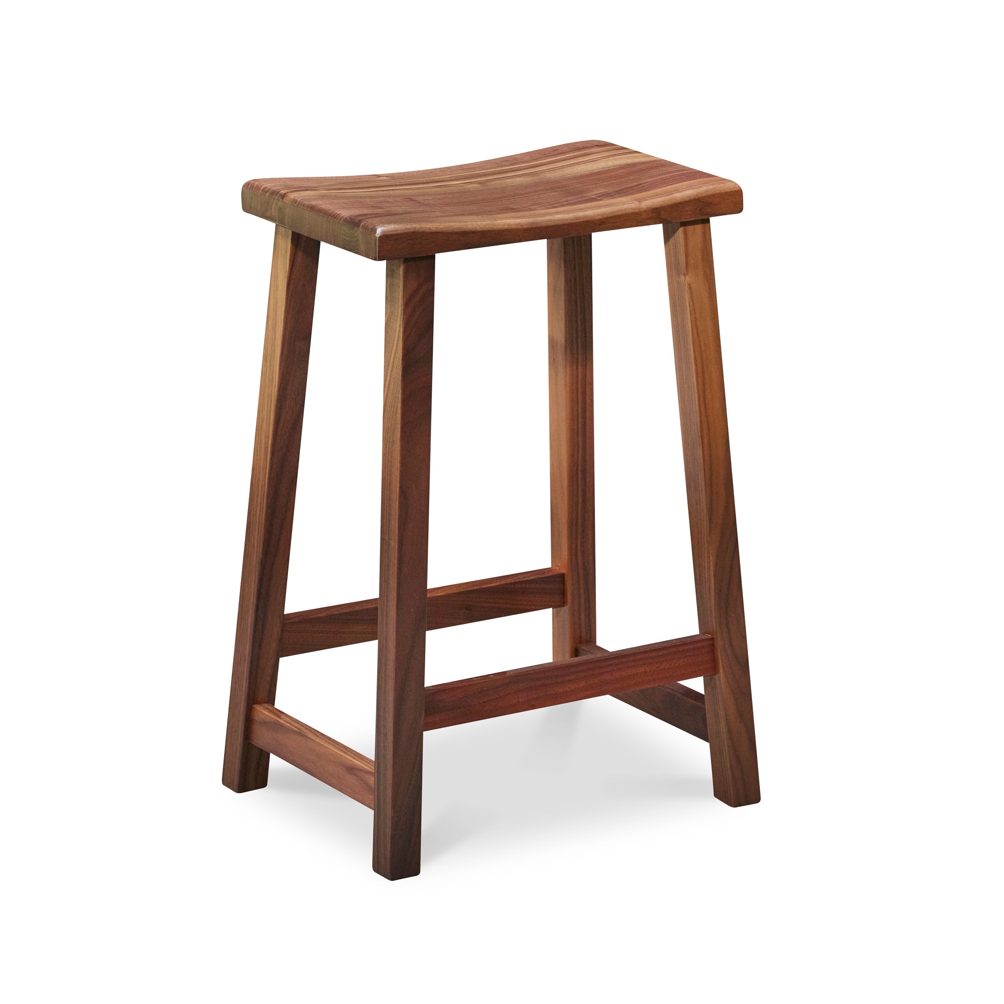 Simple walnut counter stool with rectangular seat