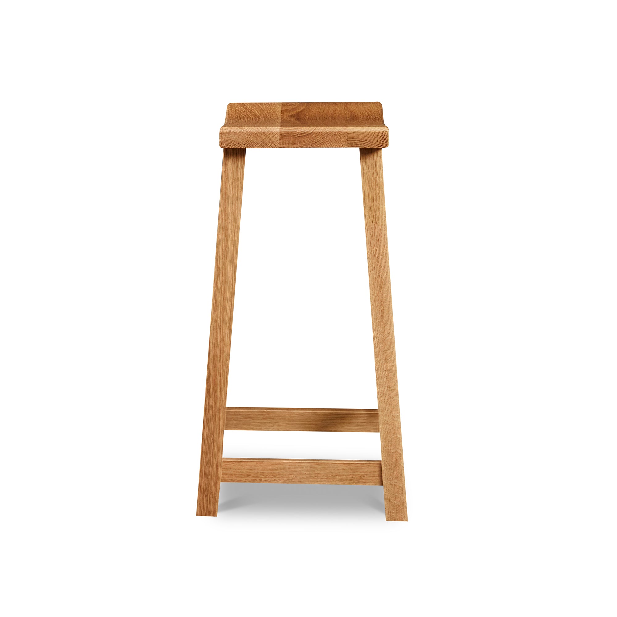 Simple white oak stool with rectangular seat