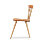 Modern Windsor inspired spindle chair with curved back in cherry and ash