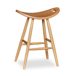 Counter height quarter sawn white oak saddle seat stool