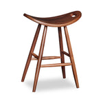 Counter height walnut saddle seat stool