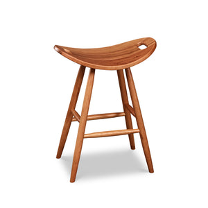 Counter height cherry saddle seat stool