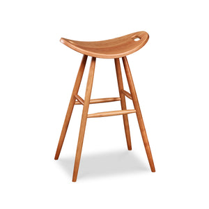 Tall bar height cherry saddle seat stool