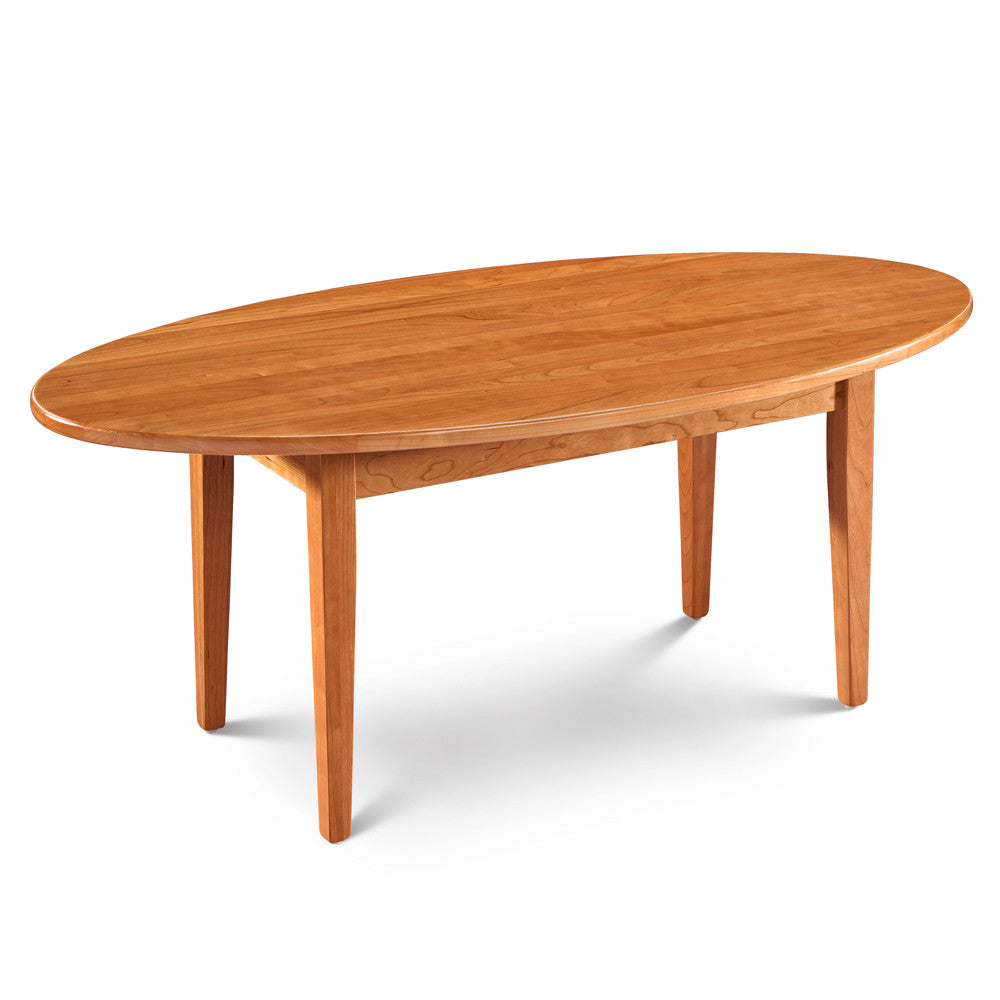 Simple Shaker Coffee Table, built in cherry with oval top and square tapered legs
