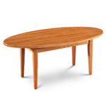 Simple Shaker Coffee Table, built in cherry with oval top and square tapered legs