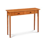 Wide Shaker Hall Table, built in cherry with two drawers and square tapered legs, from Maine's Chilton Furniture Co. 