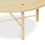 Joinery and stretcher design on round Scandinavian style Navarend coffee table