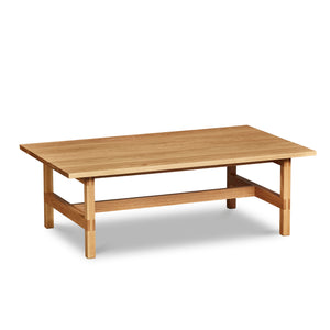 Rectangular Union Coffee table with visible joinery in white oak wood, from Maine's Chilton Furniture