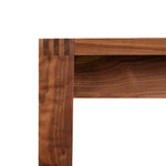 Visible joinery on Harbor Bench in walnut wood from Chilton Furniture