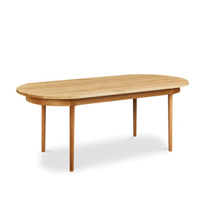 Modern solid white oak oval dining table from Chilton Furniture Co. in Maine