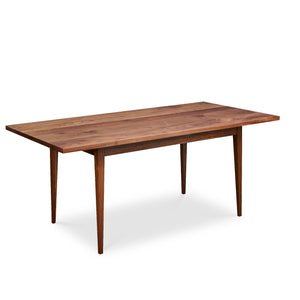 Solid top Shaker inspired dining table made of solid walnut wood from Maine's Chilton Furniture Co.