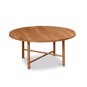 Round Scandinavian style coffee table with round legs in white oak