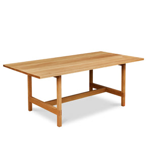 Modern trestle table with visible joinery in white oak, from Maine's Chilton Furniture Co.