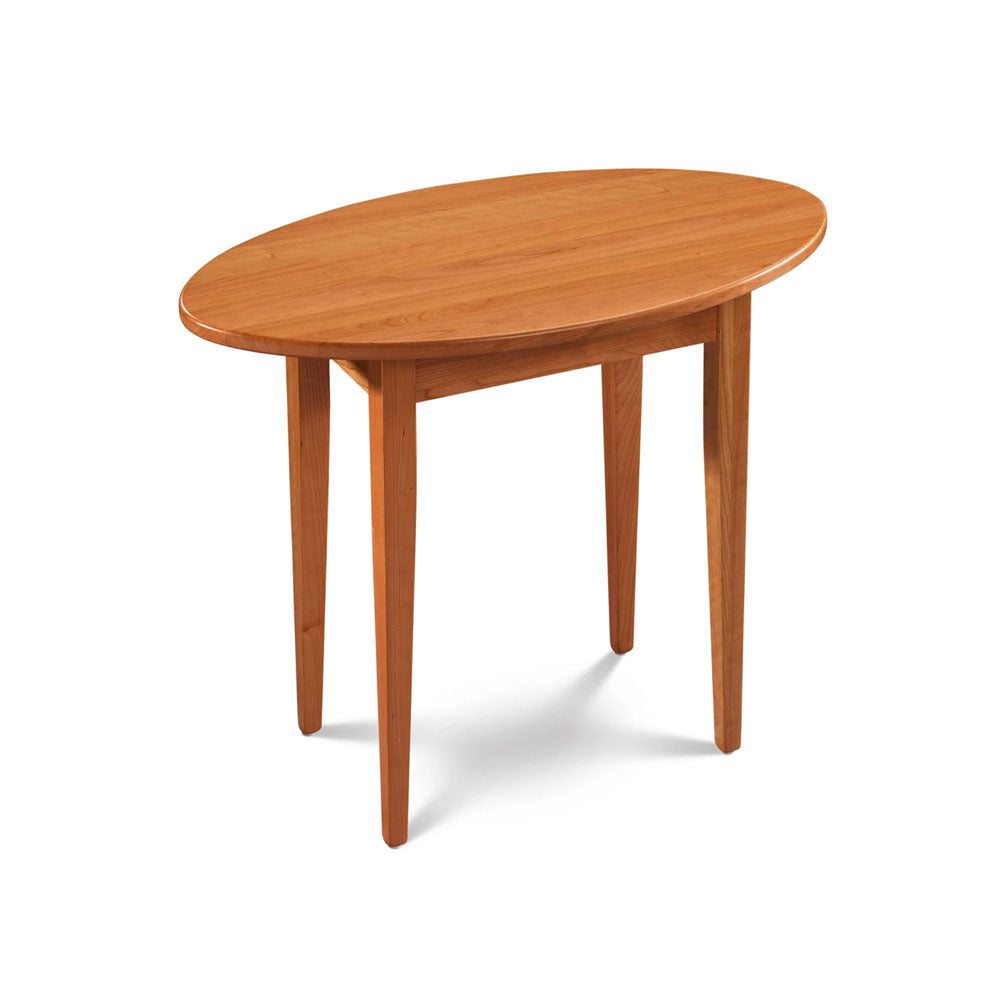 Simple Shaker End Table, built in cherry with oval top and square tapered legs